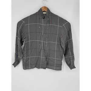 Vtg Pancaldi & B Women's Gray Silk Blouse Double Breasted Sz 0 Made in Italy L5